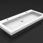 Wiesbaden Kera wastafel enkel met 2 kraangaten 100x46x5 cm keramiek glans wit