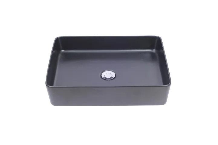 Wiesbaden Link opzetwastafel 35 x 50 x 12 cm keramiek mat zwart - Afbeelding 4