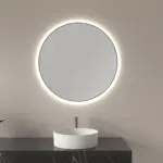Wiesbaden Novi spiegel rond met LED, dimbaar 60 cm mat zwart