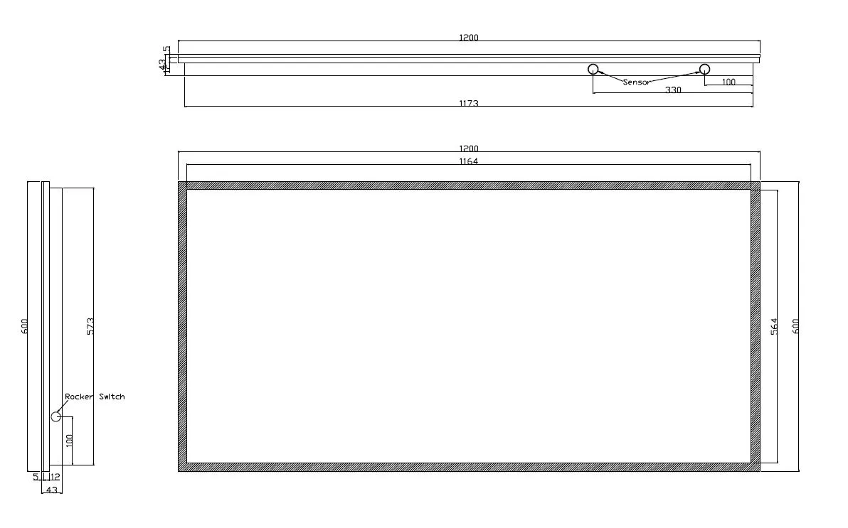 Wiesbaden Quatro spiegel rechthoek met LED, dimbaar en spiegelverwarming 120 x 6 - Afbeelding 2