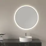 Wiesbaden Novi spiegel rond met LED, dimbaar 80 cm mat zwart