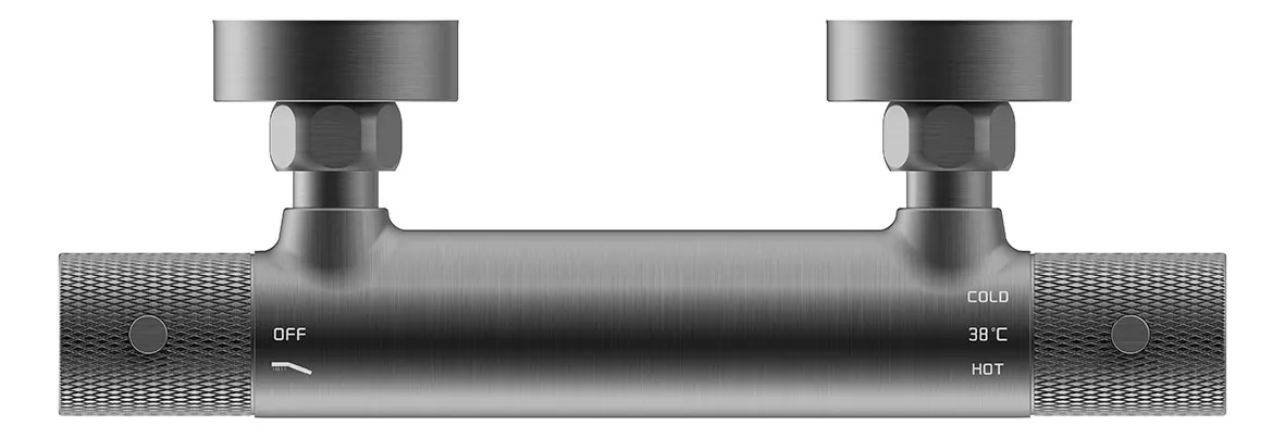 Wiesbaden Ribbd thermostatische douchemengkraan hartafstand 15 cm gunmetal PVD - Afbeelding 2