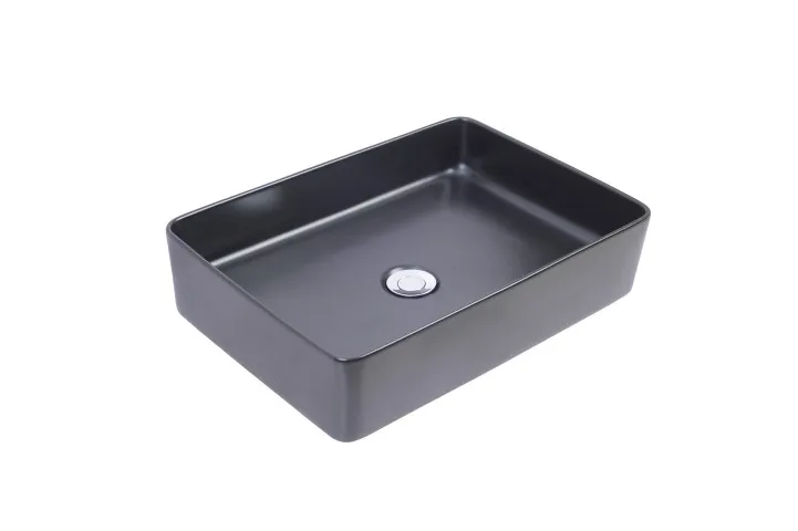 Wiesbaden Link opzetwastafel 35 x 50 x 12 cm keramiek mat zwart - Afbeelding 2
