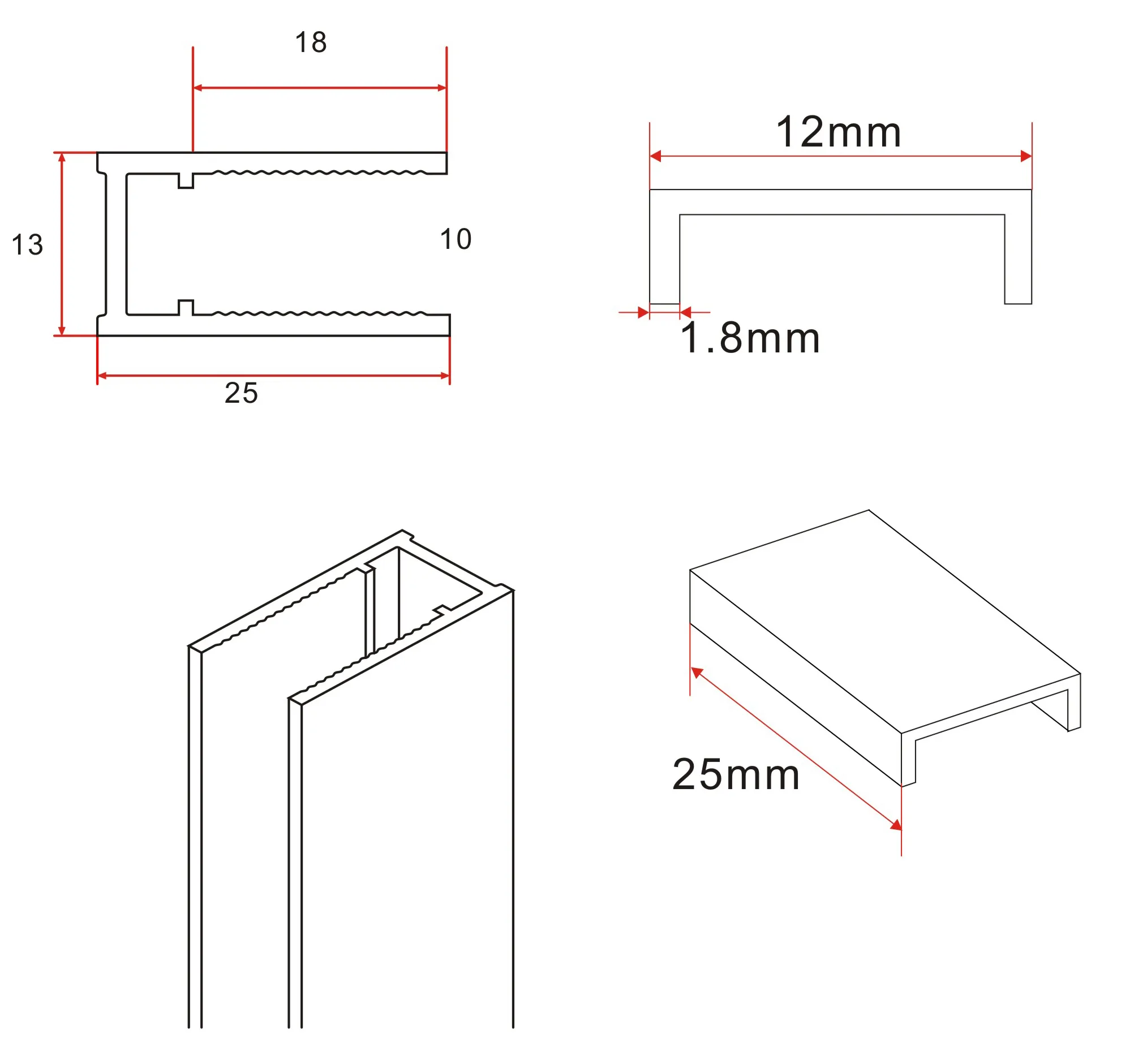 Wiesbaden Slim profielset met stabilisatiestang 120 cm chroom - Afbeelding 7