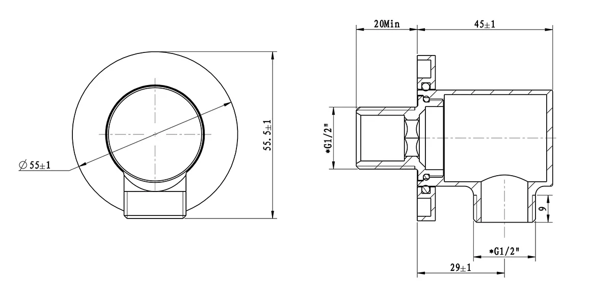 Wiesbaden UniMatch wandaansluitbocht rond 1/2" chroom - Afbeelding 3