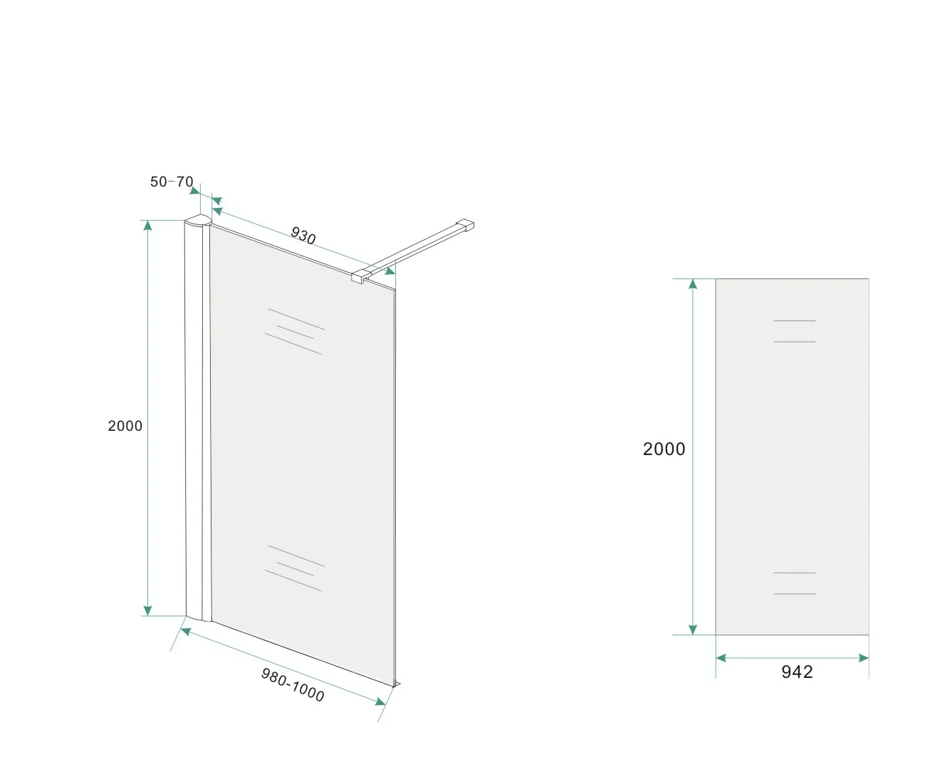 Wiesbaden Comfort inloopdouche 1000 x 2000 x 10 mm nano melkglas/chroom - Afbeelding 6