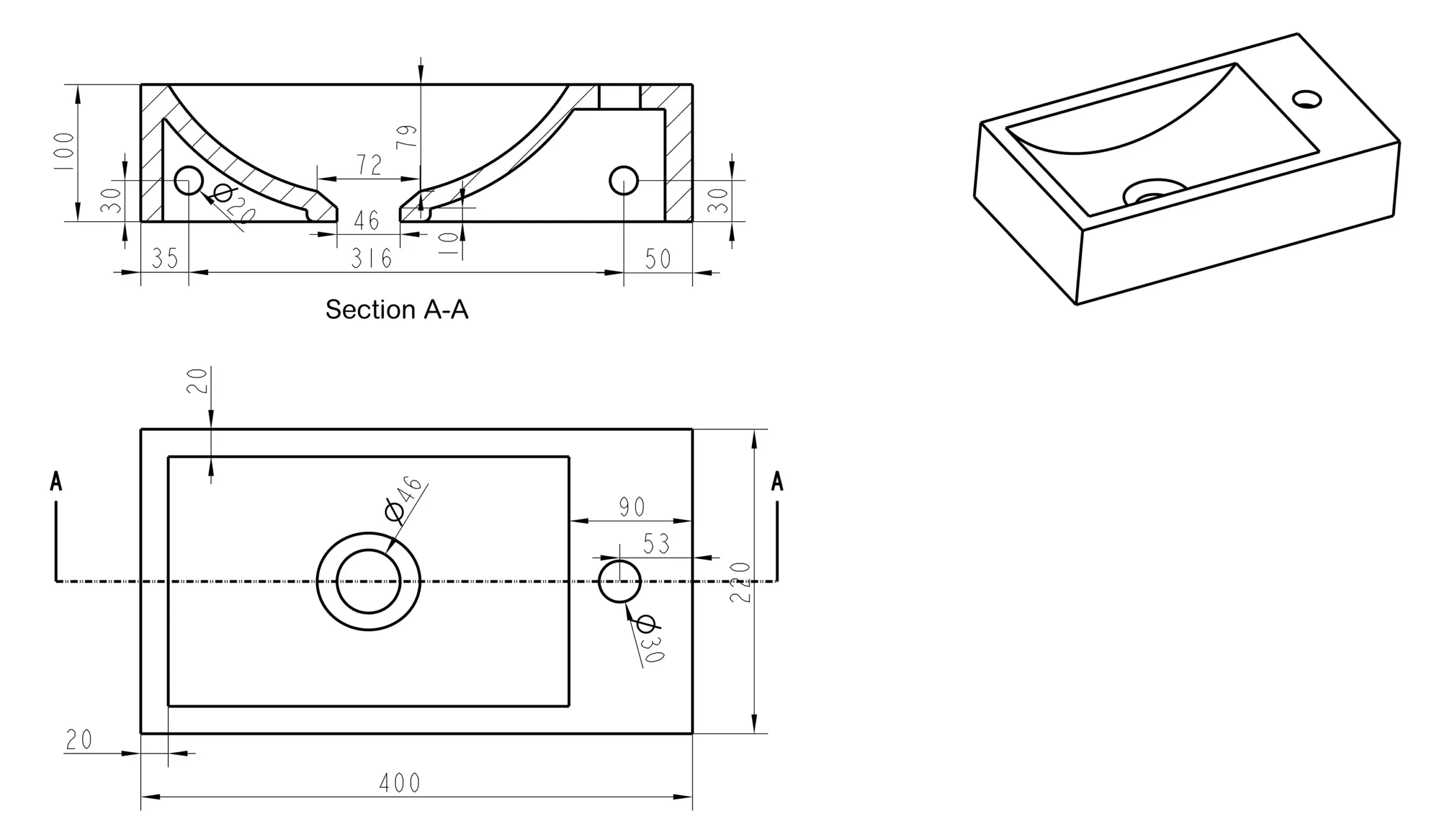 Wiesbaden Raw fontein rechts 40x22x10 cm hardsteen gezoet - Afbeelding 8