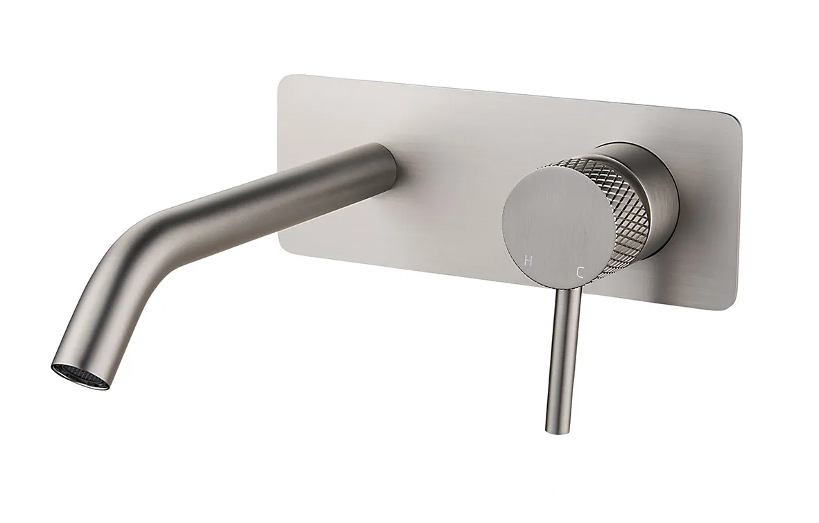 Wiesbaden Ribbd eenhendel wastafelkraan met coldstart inbouw compleet geborsteld - Afbeelding 3