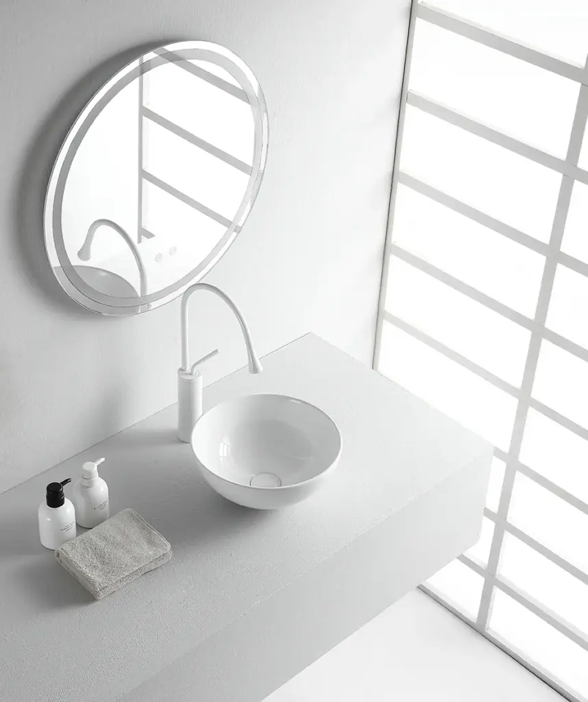 Wiesbaden Luna waskom rond 32,5 x 14 cm keramiek glans wit