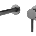 Wiesbaden Ribbd eenhendel wastafelkraan met coldstart inbouw compleet gunmetal P
