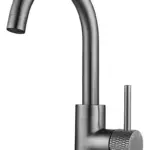 Wiesbaden Ribbd wastafelkraan met draaibare uitloop en coldstart gunmetal PVD