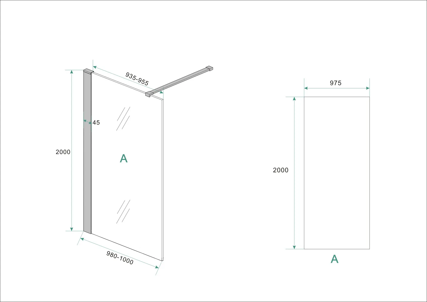 Wiesbaden Graffic inloopdouche 1000 x 2000 x 10 mm nano safety glass folie helde - Afbeelding 5