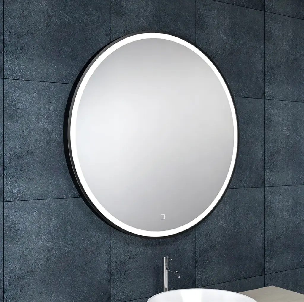 Wiesbaden Maro spiegel rond met LED, dimbaar en spiegelverwarming 100 cm mat zwa