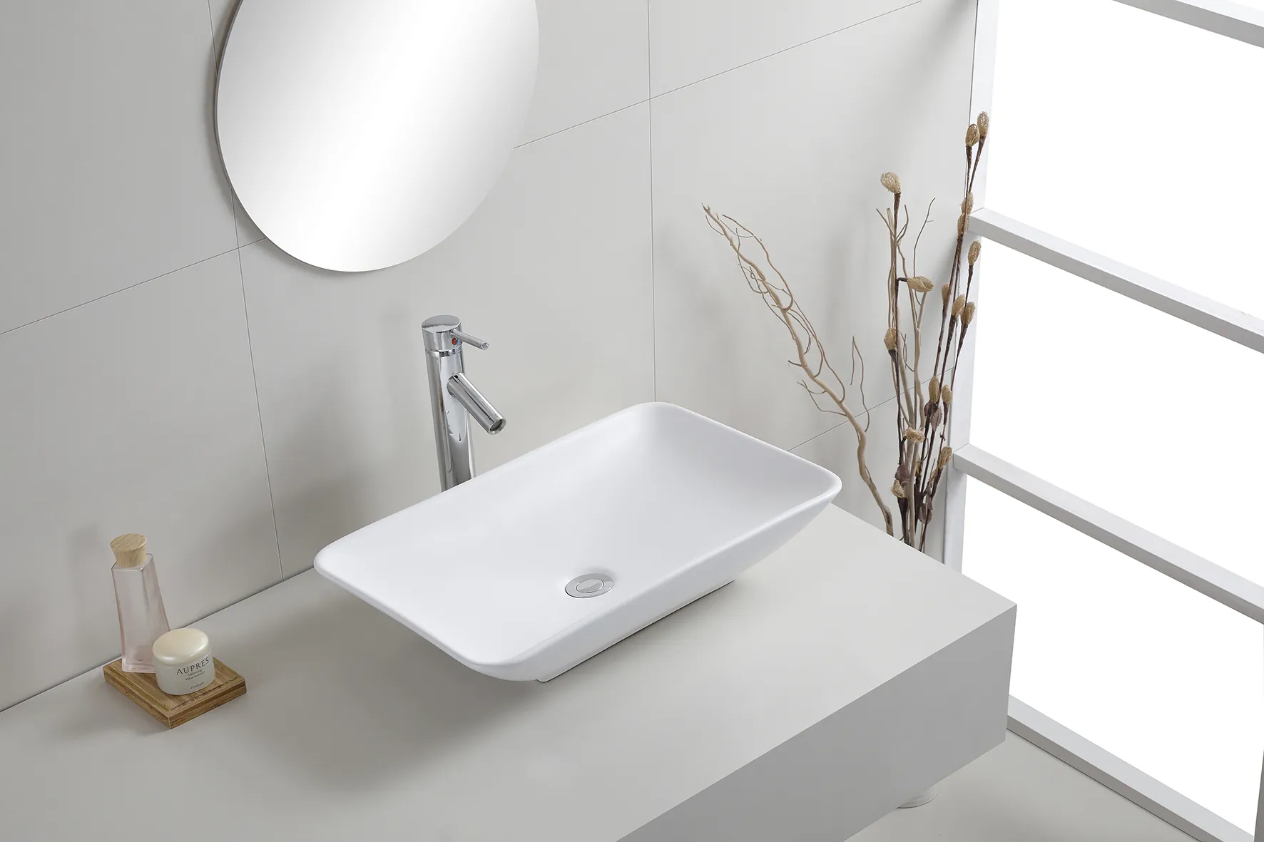 Wiesbaden Karé waskom rechthoekig 58 x 36 x 11,5 cm keramiek mat wit - Afbeelding 2