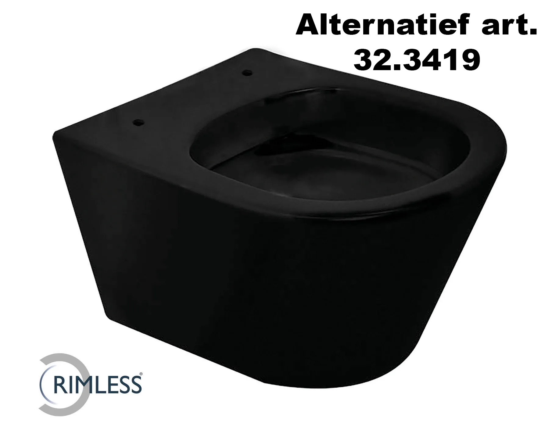 Wiesbaden Vesta Junior wandcloset rimless verkort mat zwart - Afbeelding 2