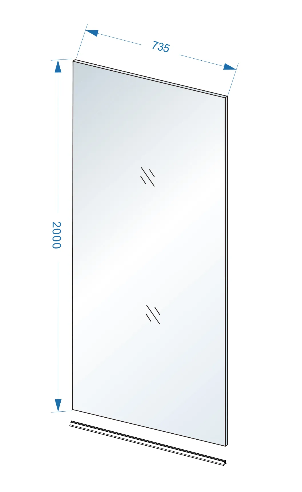 Wiesbaden Slim glasplaat 750 x 2000 x 8 mm nano helder glas - Afbeelding 2