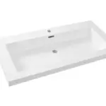 Wiesbaden Vision wastafel enkel met 1 kraangat 100x46x5,5 cm kunstmarmer glans w