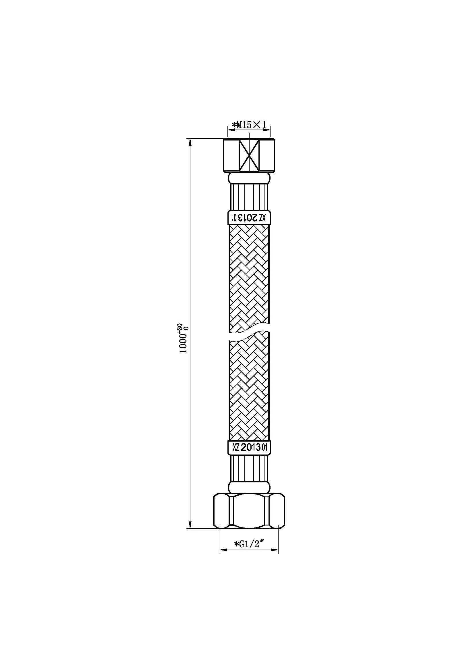 Wiesbaden Caral flexibele slang M15 x 1/2'' voor badrand handdoucheset - Afbeelding 2