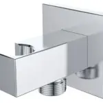 Wiesbaden Rombo wandaansluitbocht met handdouchehouder vierkant 1/2" chroom
