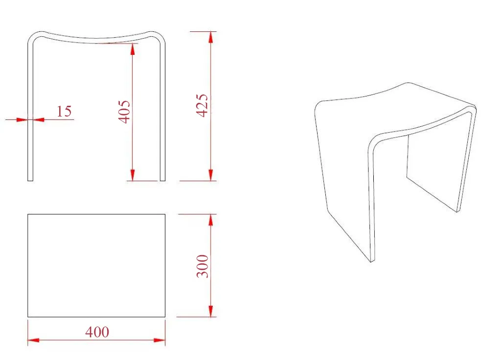 Wiesbaden Zita kruk 40 x 30 x 42,5 solid surface mat wit - Afbeelding 3