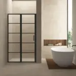 Wiesbaden Horizon nisdeur met vast deel en raster 800 x 2000 x 8mm nano helder g