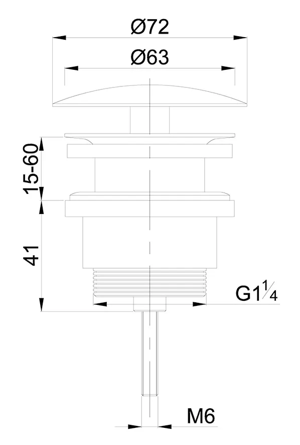 Wiesbaden UniMatch open afvoerplug 5/4'' gunmetal - Afbeelding 2