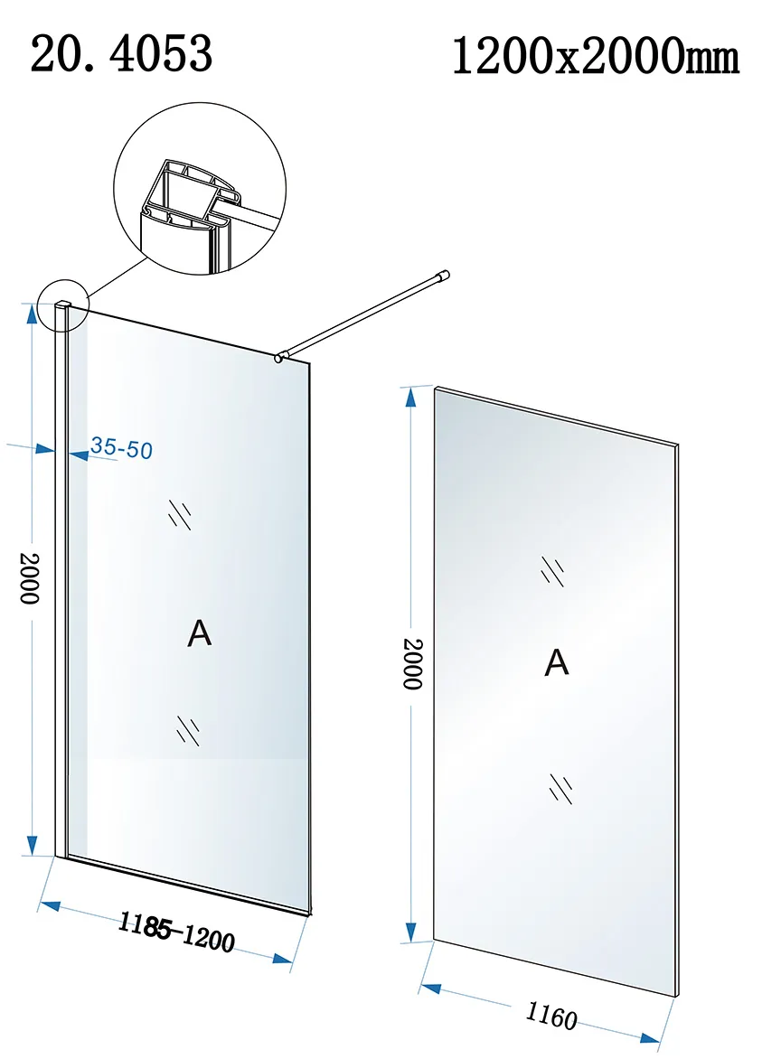 Wiesbaden Eco inloopdouche 1200 x 2000 x 8 mm nano helder glas/chroom - Afbeelding 5