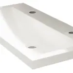 Wiesbaden Flag wastafel enkel met 2 kraangaten 100x36x4 cm kunstmarmer glans wit