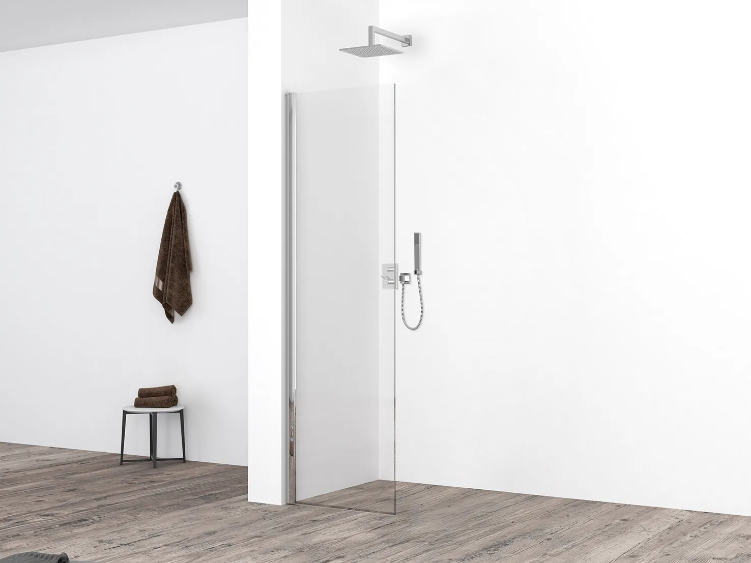 Wiesbaden Comfort zijwand met muurprofiel 400 x 2000 x 10 mm nano helder glas/ch