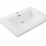 Wiesbaden Vision wastafel enkel met 1 kraangat 60x46x5,5 cm kunstmarmer glans wi