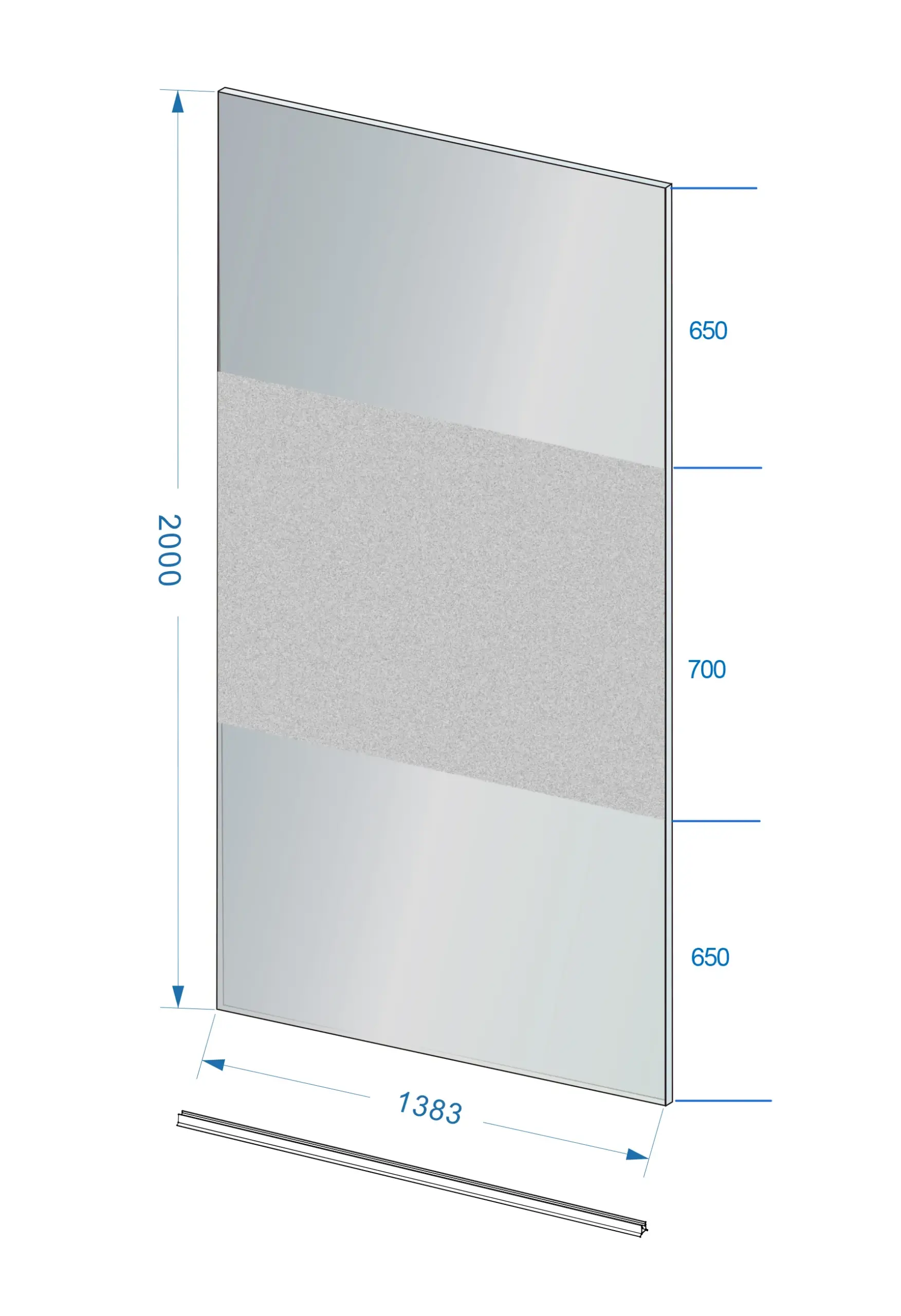 Wiesbaden Slim glasplaat 1400 x 2000 x 8 mm nano rookglas met melkglas middenban - Afbeelding 2
