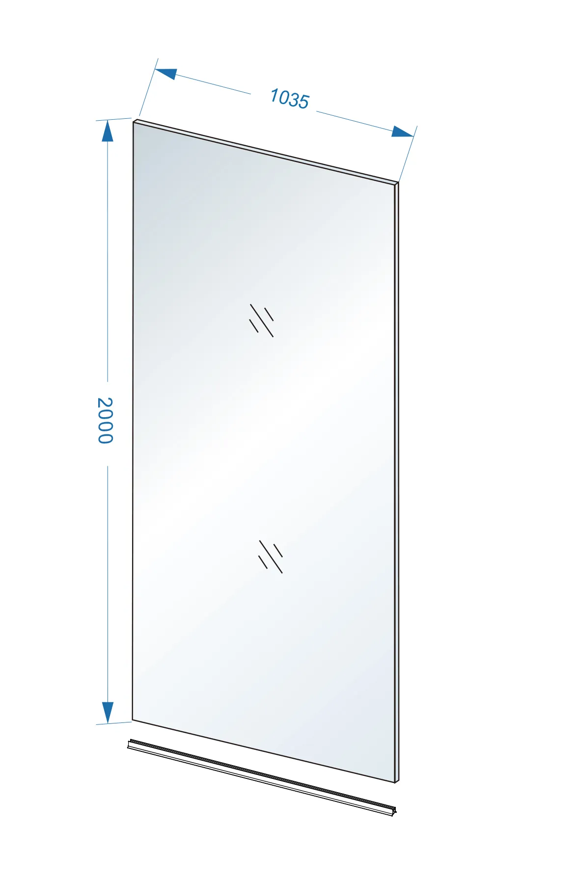 Wiesbaden Slim glasplaat 1050 x 2000 x 8 mm nano helder glas - Afbeelding 2