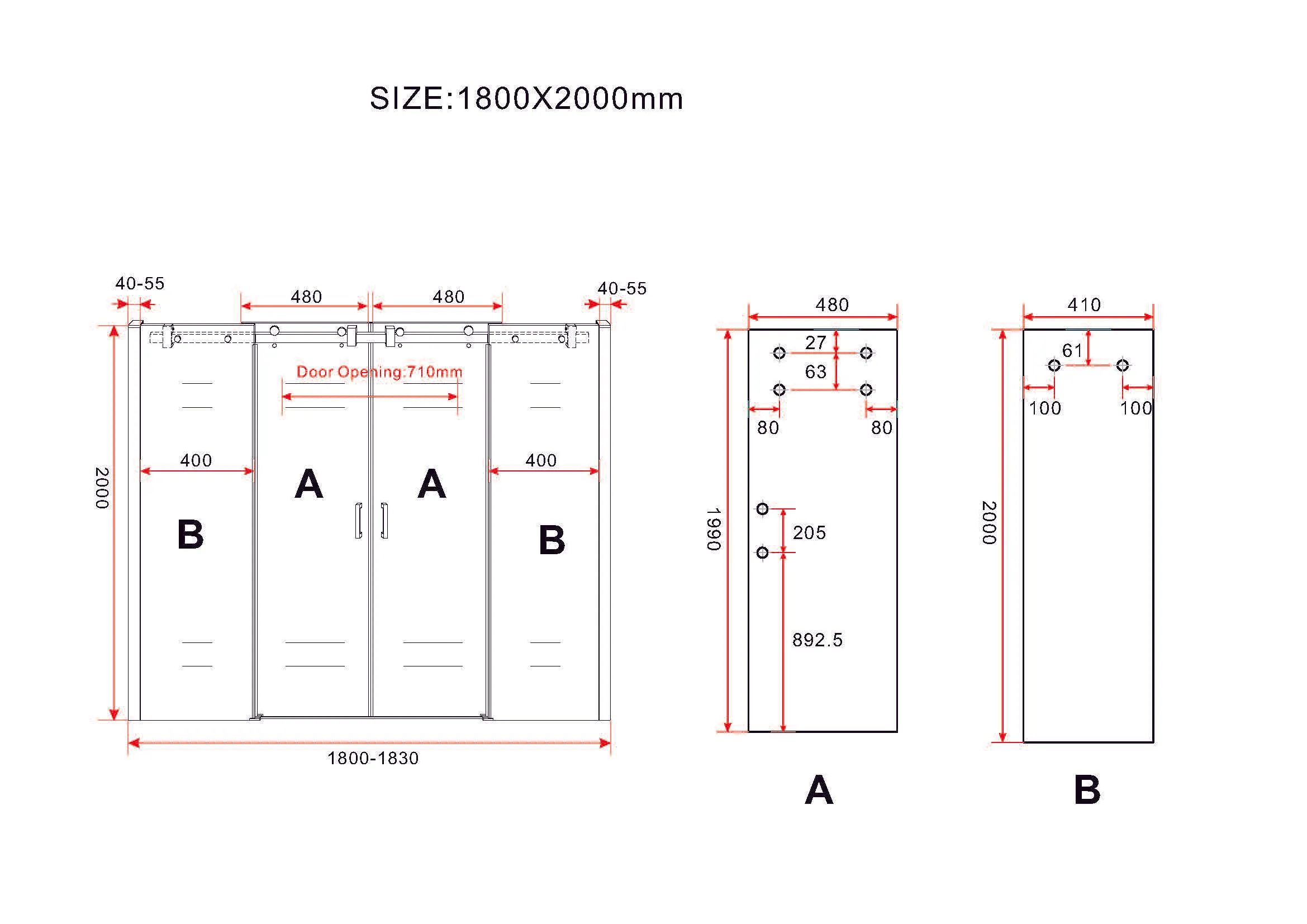 Wiesbaden Slide nis schuifdeur dubbel 1800 x 2000 x 8 mm nano helder glas/chroom - Afbeelding 3