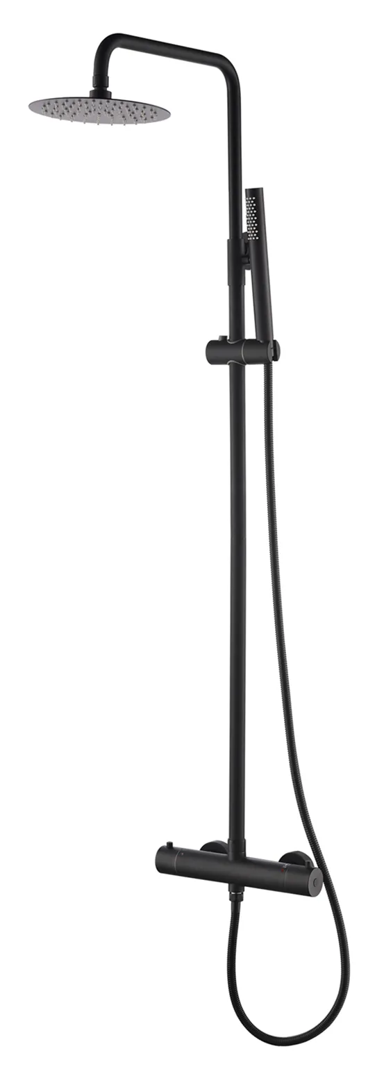 Wiesbaden Tivaro thermostatische regendoucheset opbouw mat zwart