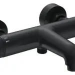Wiesbaden Ribbd thermostatische badmengkraan hartafstand 15 cm mat zwart