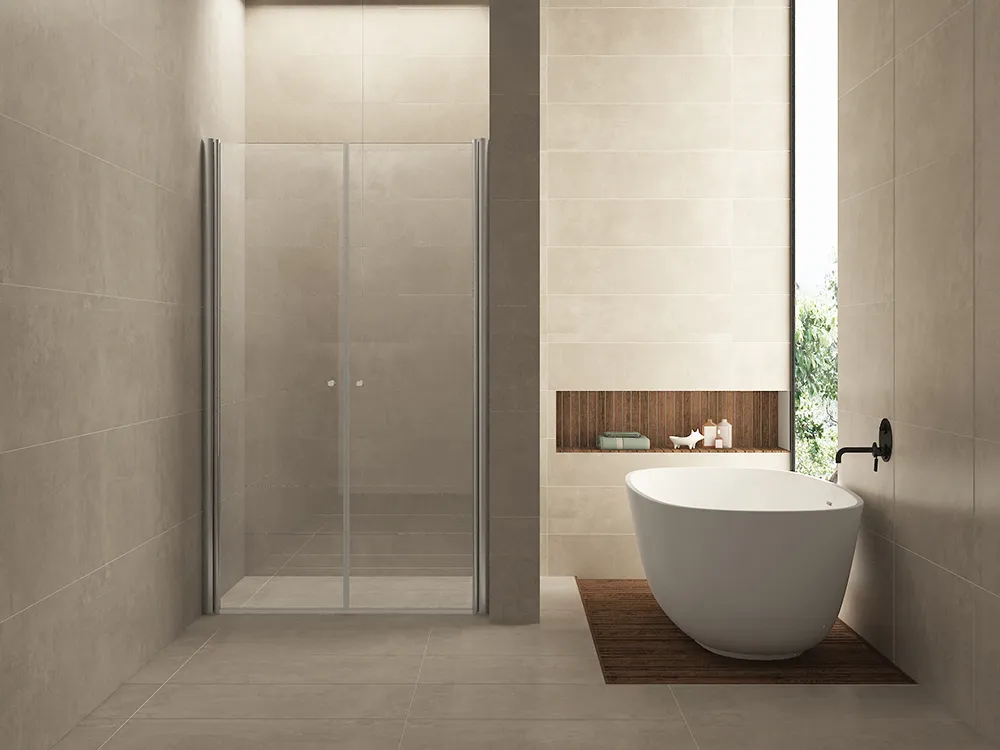 Wiesbaden Lagos pendeldeur in nis 1000 x 2000 x 6 mm nano helder glas/chroom