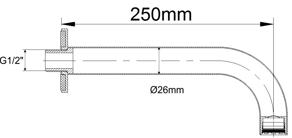 Wiesbaden Caral baduitloop rond 25 cm 1/2'' chroom - Afbeelding 2
