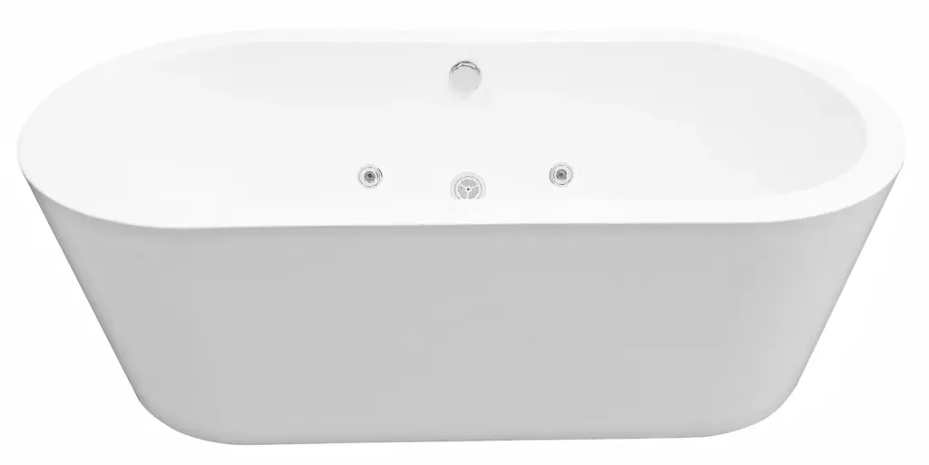 Wiesbaden Libero vrijstaand whirlpool ligbad 170x80 cm acryl glans wit met waste