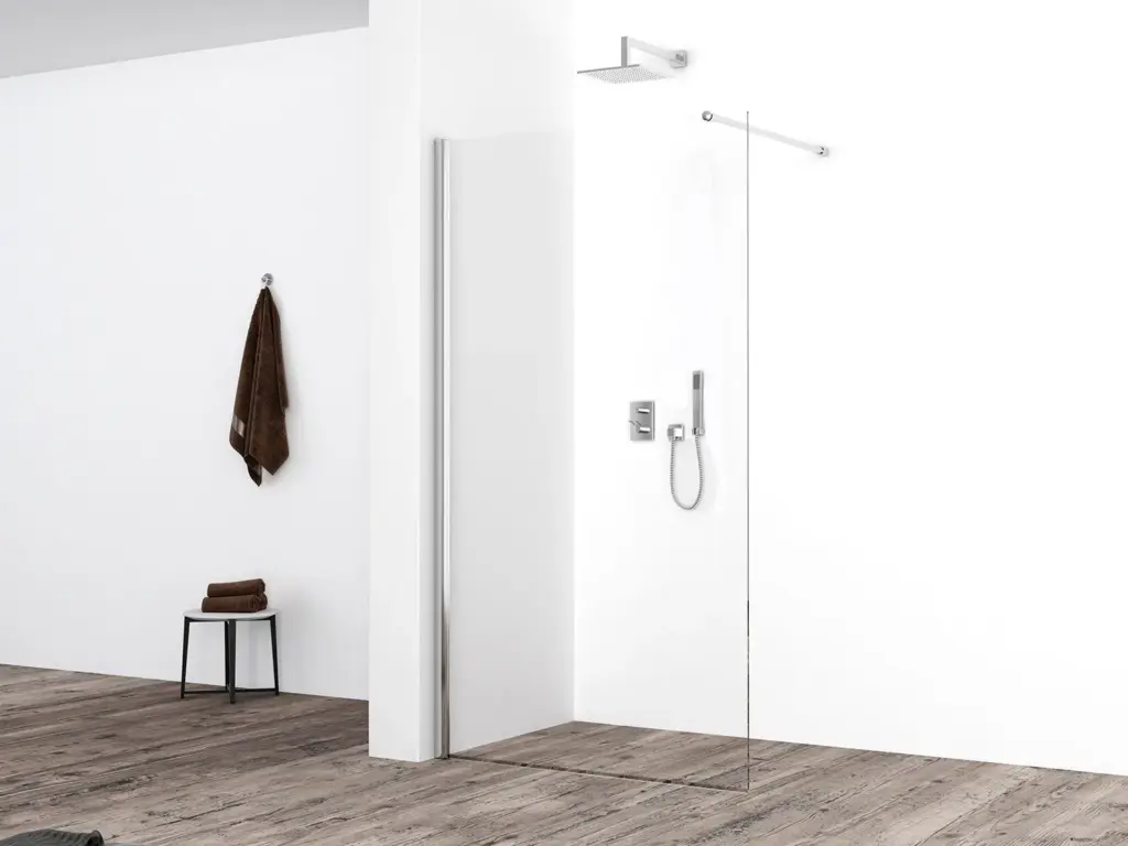 Wiesbaden eco Inloopdouche met muurprofiel glas met Nano anti-kalk coating / Helder glas