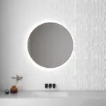 Wiesbaden Novi spiegel rond met LED, dimbaar 100 cm geborsteld messing