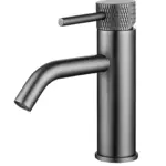 Wiesbaden Ribbd wastafelkraan met coldstart gunmetal PVD