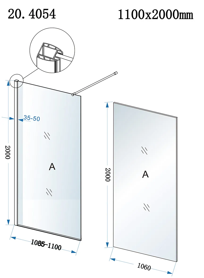 Wiesbaden Eco inloopdouche 1100 x 2000 x 8 mm nano helder glas/chroom - Afbeelding 5