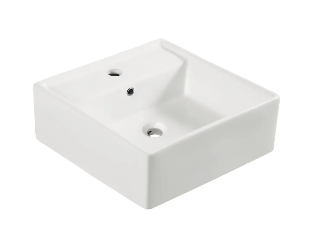 Wiesbaden Larx waskom vierkant 41 x 41 x 15 cm keramiek glans wit