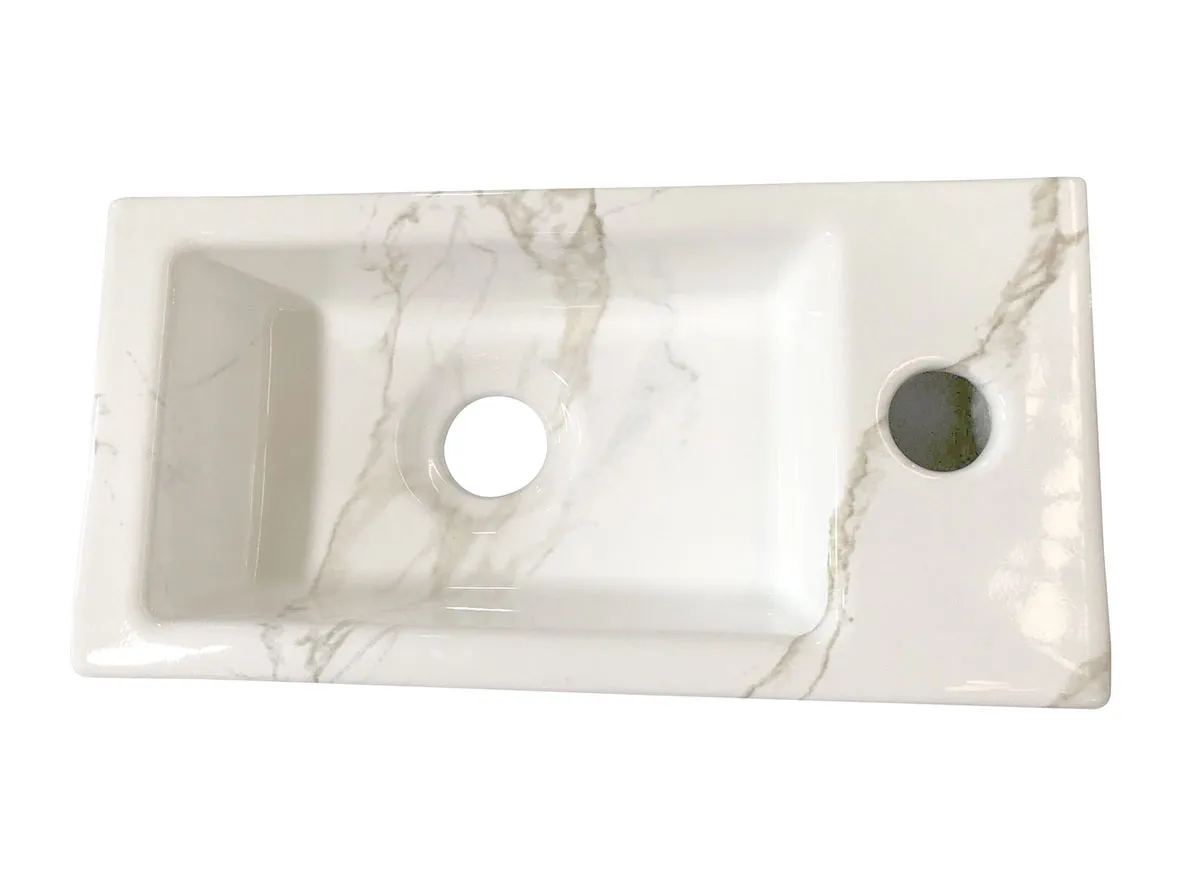 Wiesbaden Rhea S mini fontein rechts 36,5 x 18 x 9 cm keramiek carrara - Afbeelding 4
